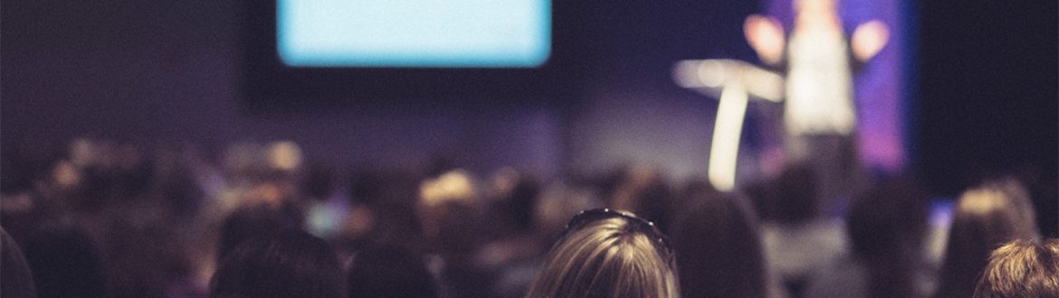 Congregation watching projection during sermon